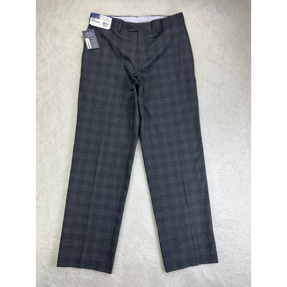 Ralph Lauren The Comfort Flex Dress Pants Mens 32x30 Charcoal Blue Stretch Plaid